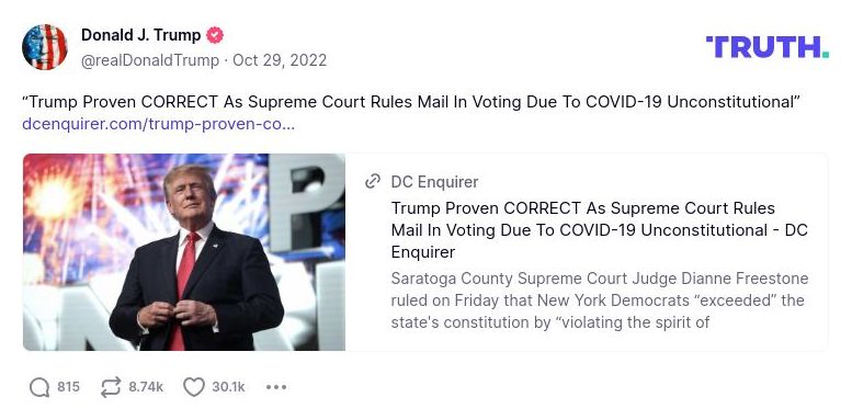 Post image from Donald Trump