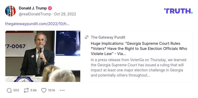 Post image from Donald Trump