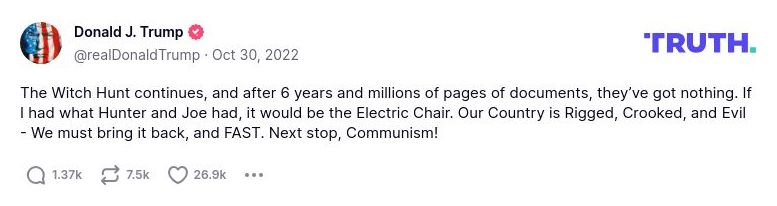 Post image from Donald Trump