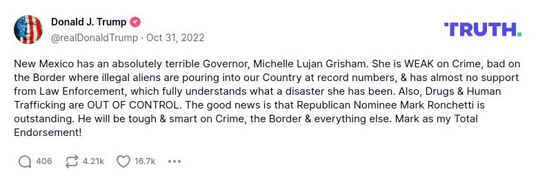 Post image from Donald Trump