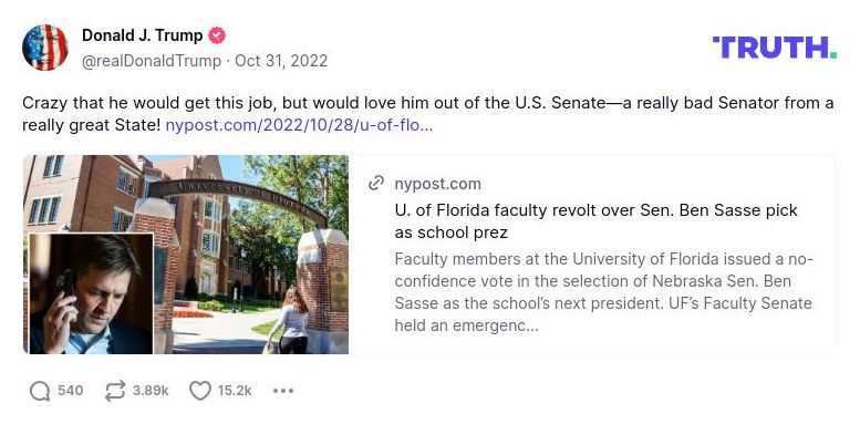 Post image from Donald Trump