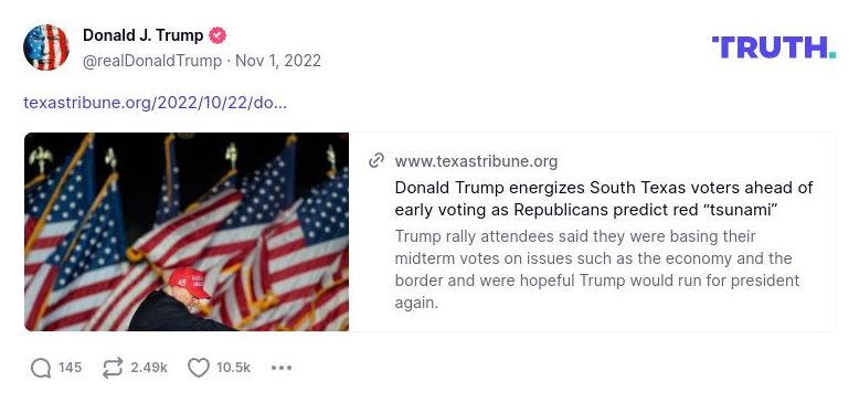 Post image from Donald Trump