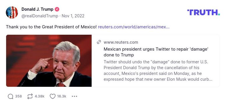 Post image from Donald Trump