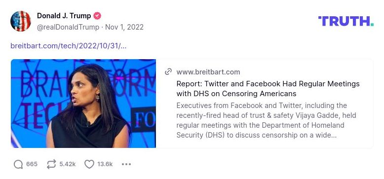 Post image from Donald Trump