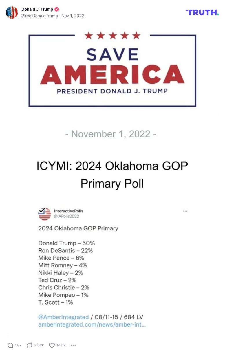 Post image from Donald Trump