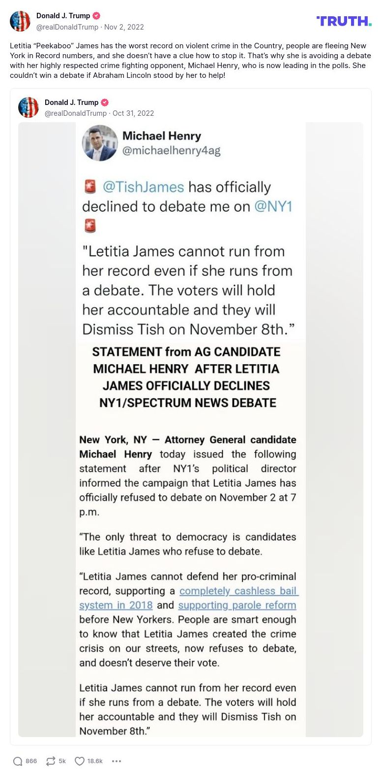 Post image from Donald Trump