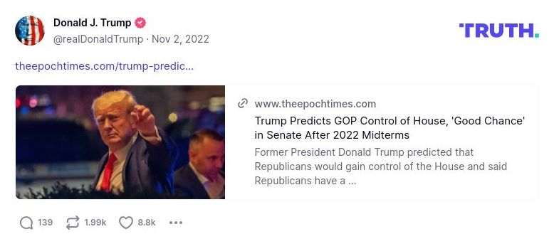 Post image from Donald Trump