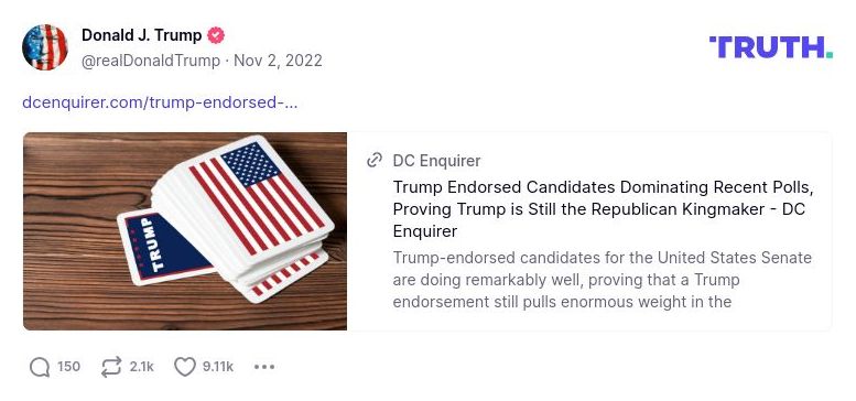 Post image from Donald Trump