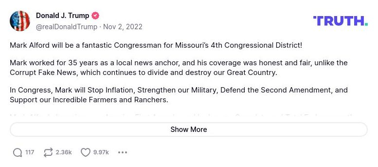 Post preview from Donald Trump