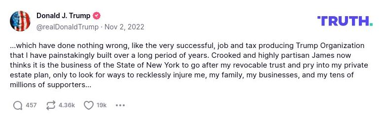 Post image from Donald Trump