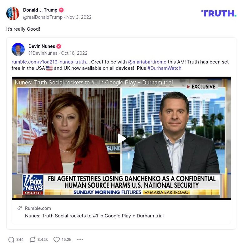 Post image from Donald Trump