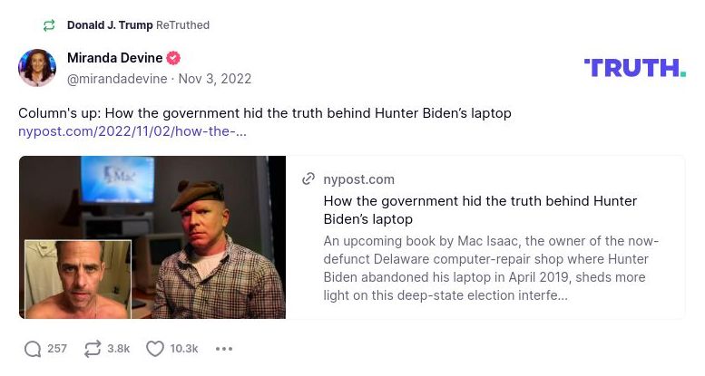 Post image from Donald Trump