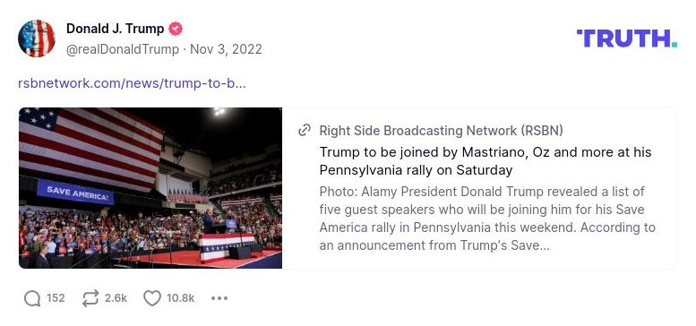 Post image from Donald Trump