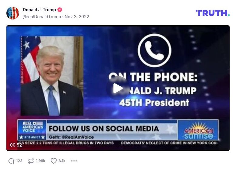 Post image from Donald Trump