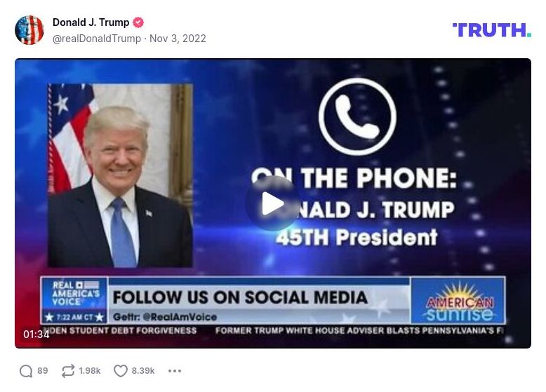 Post image from Donald Trump