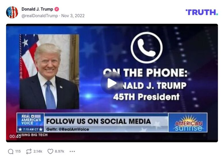 Post image from Donald Trump