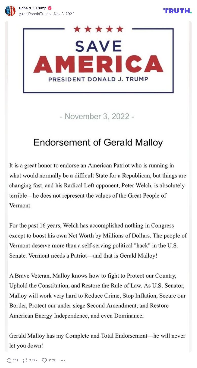 Post image from Donald Trump