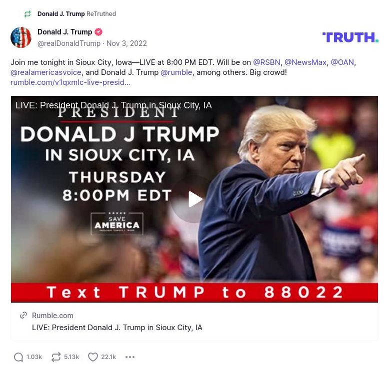 Post image from Donald Trump