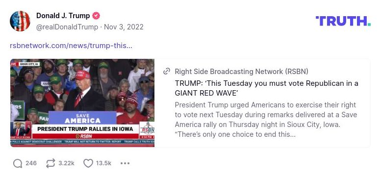 Post image from Donald Trump