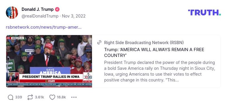 Post image from Donald Trump