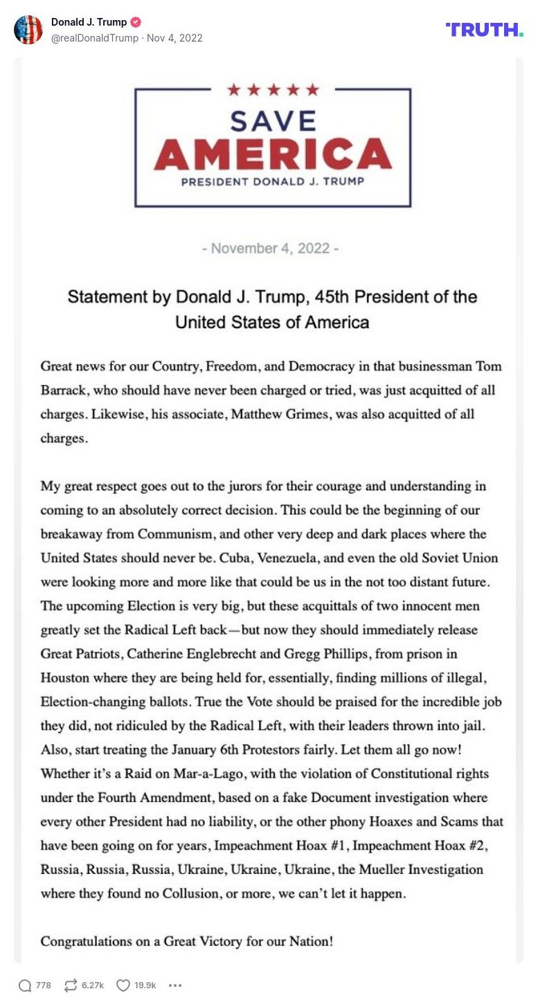 Post image from Donald Trump