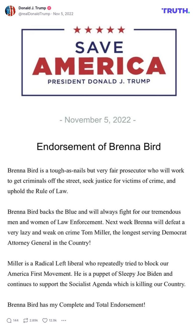 Post image from Donald Trump