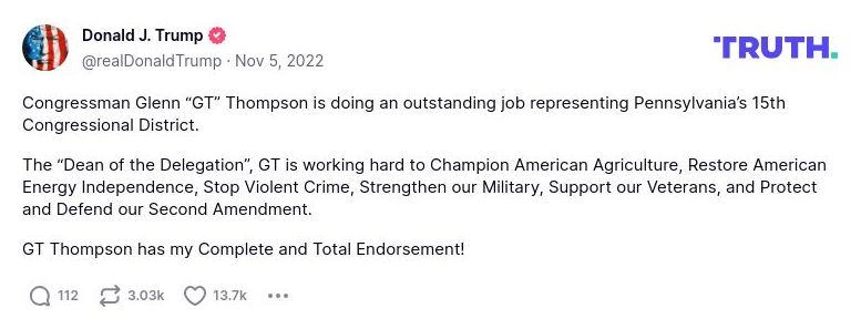 Post image from Donald Trump