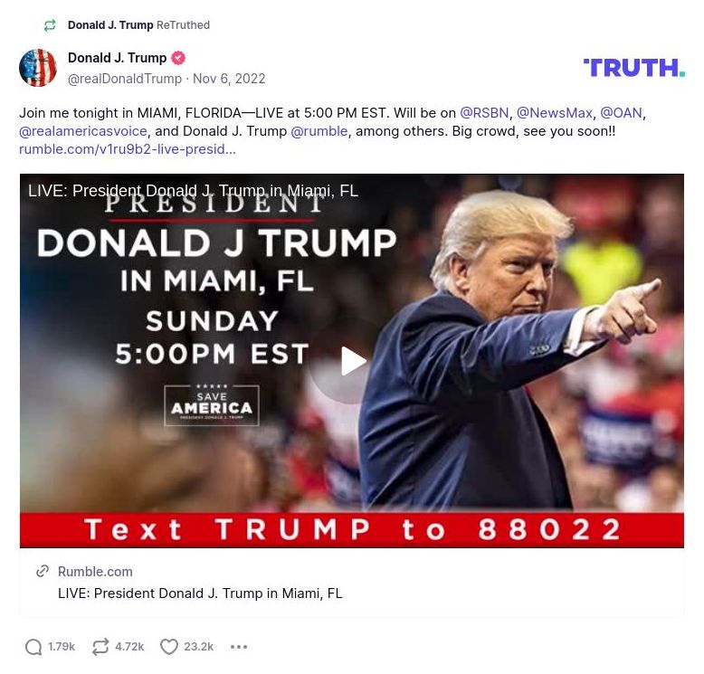 Post image from Donald Trump