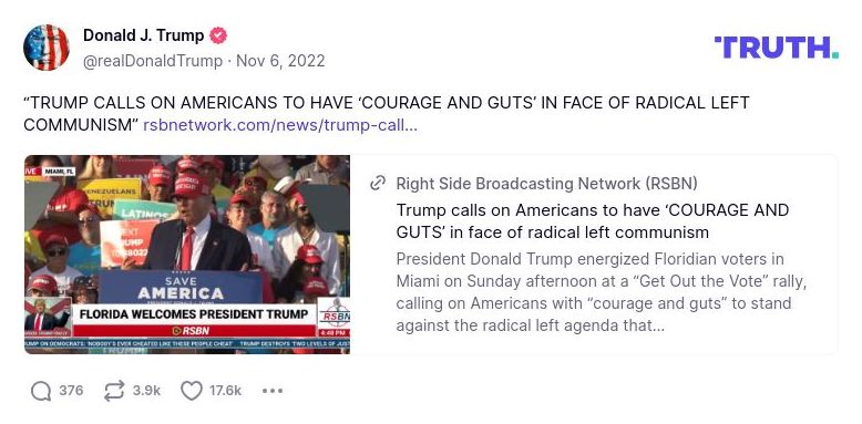 Post image from Donald Trump