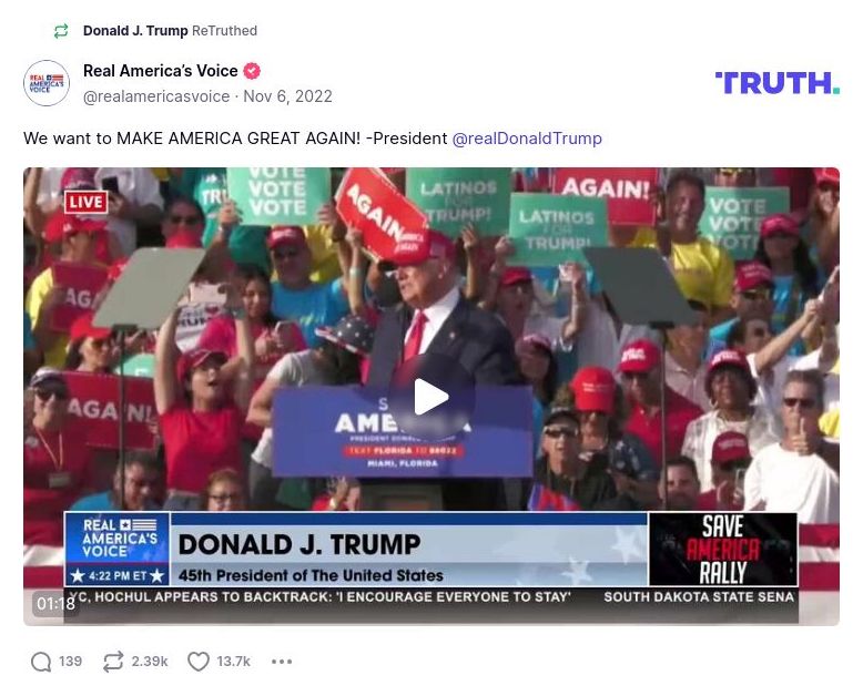 Post image from Donald Trump