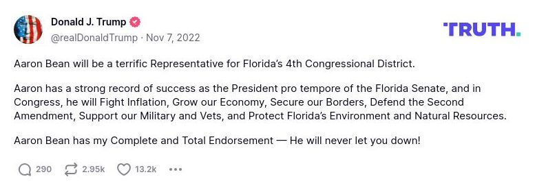 Post preview from Donald Trump