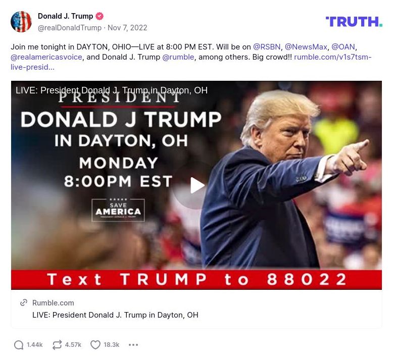 Post image from Donald Trump