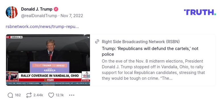 Post image from Donald Trump