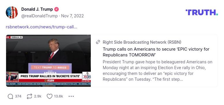 Post image from Donald Trump