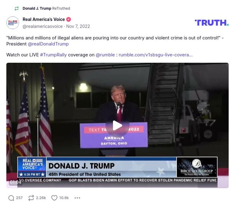 Post image from Donald Trump