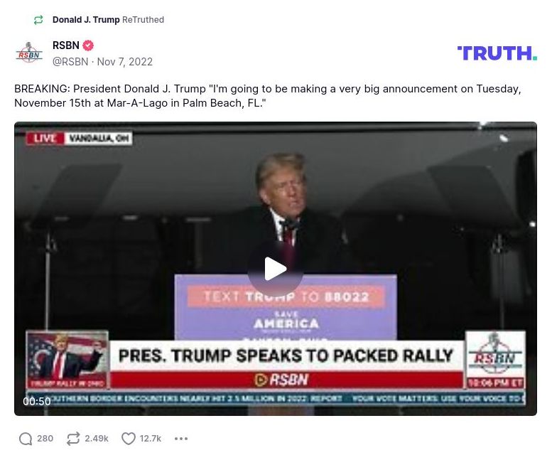 Post image from Donald Trump