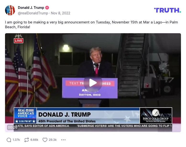 Post image from Donald Trump