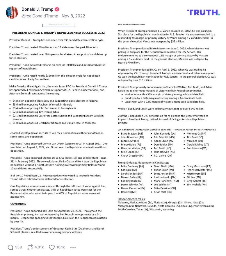 Post image from Donald Trump