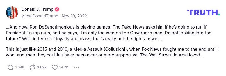 Post image from Donald Trump