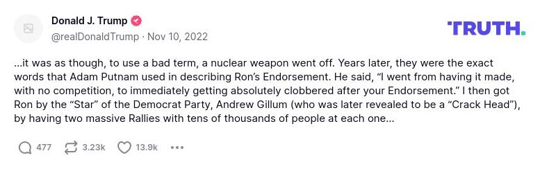 Post image from Donald Trump