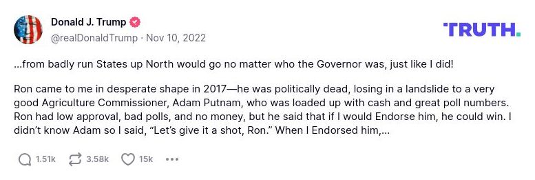 Post image from Donald Trump