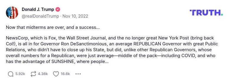 Post image from Donald Trump