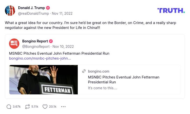 Post preview from Donald Trump