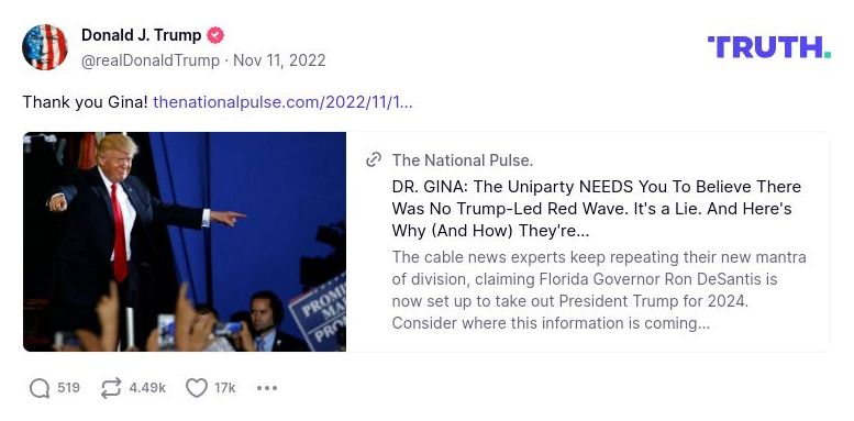 Post image from Donald Trump