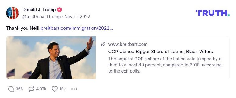 Post preview from Donald Trump