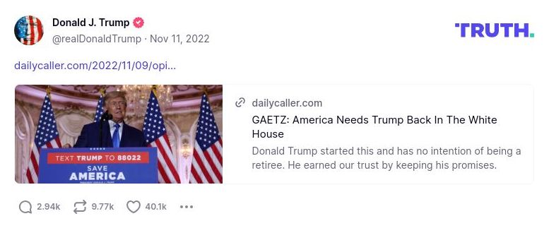 Post image from Donald Trump