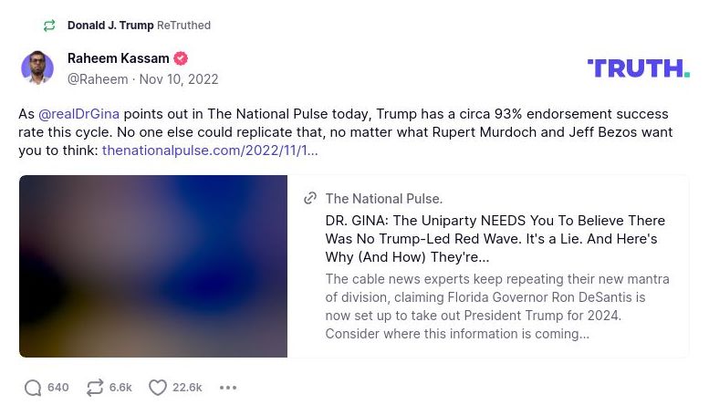 Post image from Donald Trump