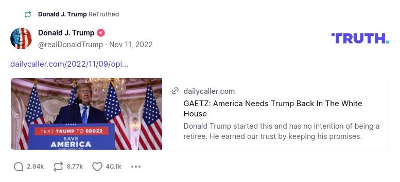 Post image from Donald Trump