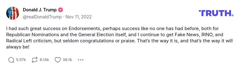 Post image from Donald Trump