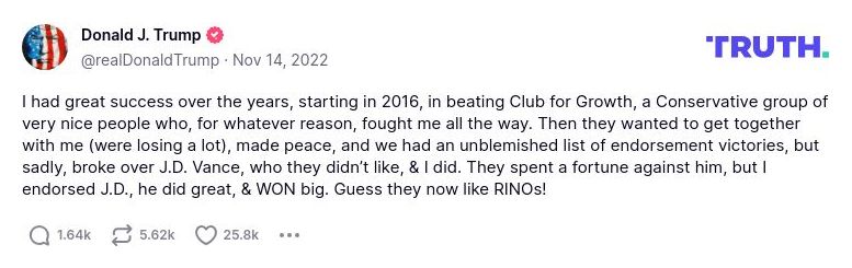 Post image from Donald Trump